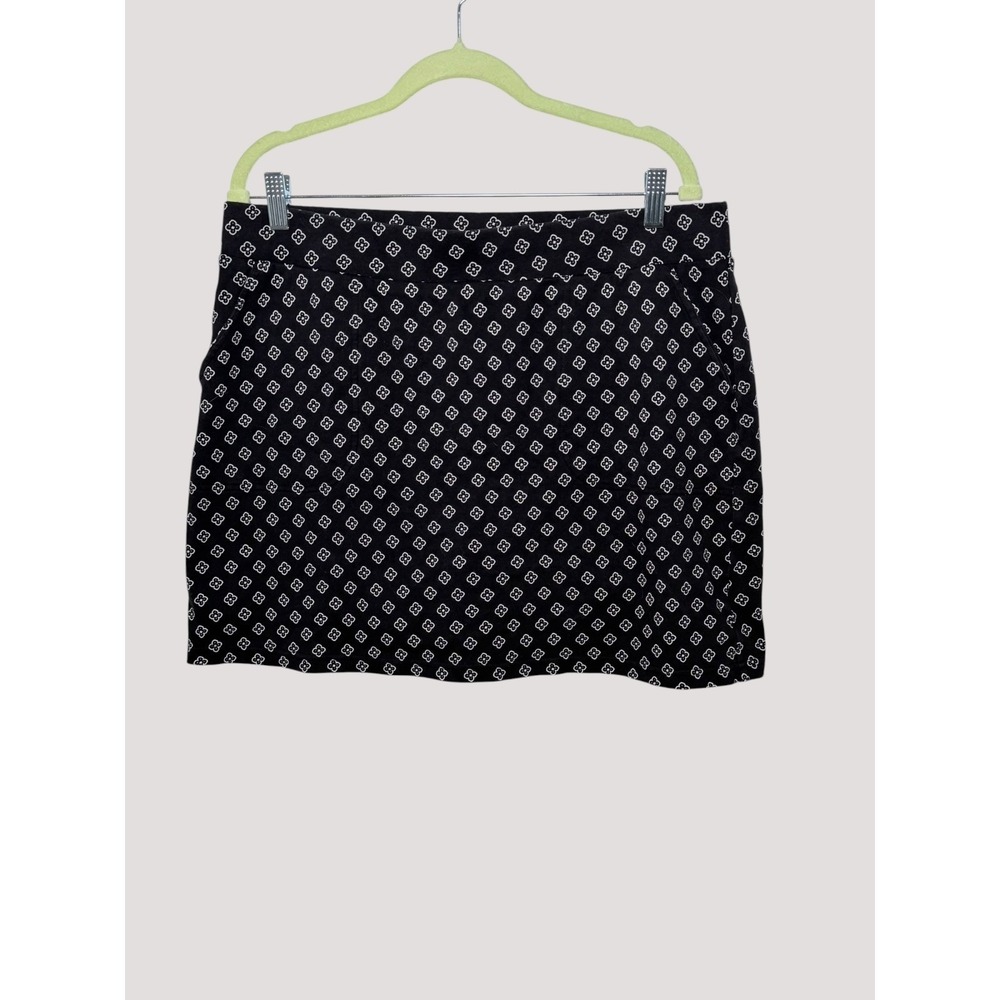 Croft &‎ Barrow Skort Womens Large Black White Geometric Floral Pockets Cotton